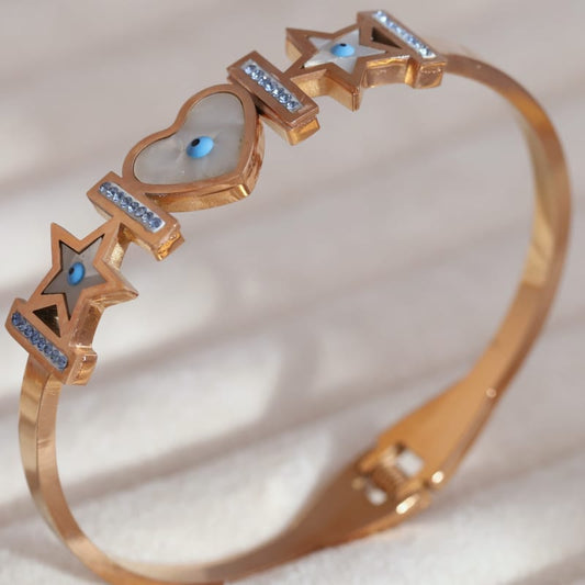 Starry Heart Evil Eye Rose Gold Bracelet AntiTarnish Daily Wear bangle for Women  Protection  bangle - The Soul Jewellery