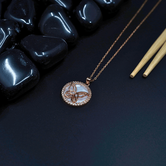 Fluttering Majesty: Butterfly GALAXY 18K Gold Plated Anti - Tarnish Chain Pendant Necklace ATCP105 - The Soul Jewellery