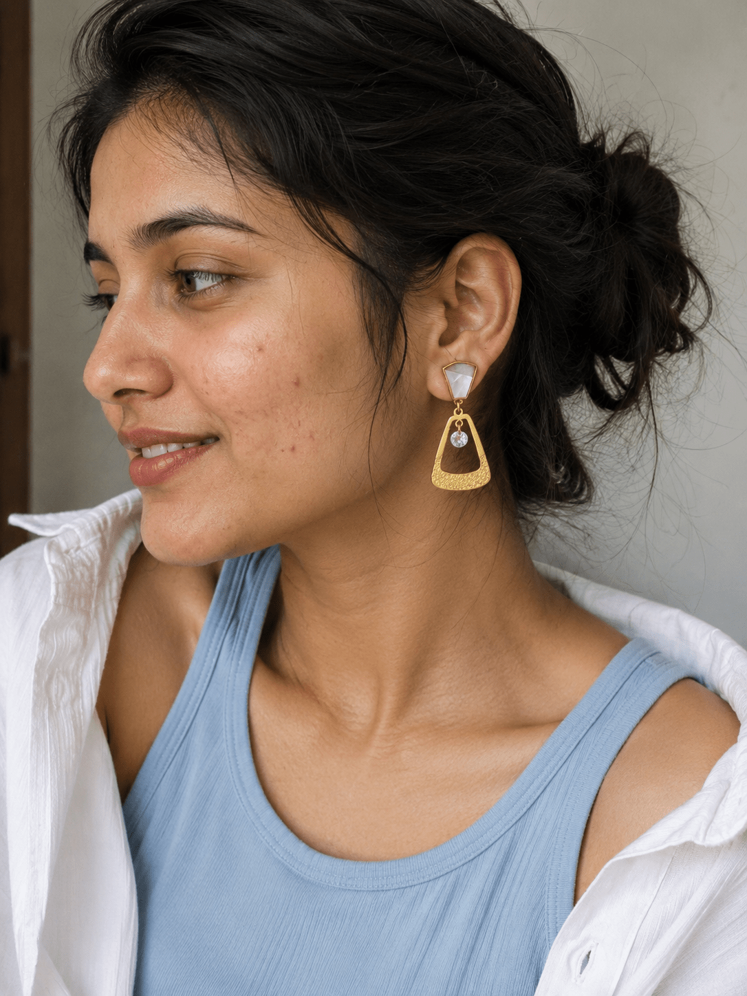 18 K Gold Plated Demi Fine Anti Tarnish MOP Studded Drop & Dangle Earrings for Women - The Soul Jewellery