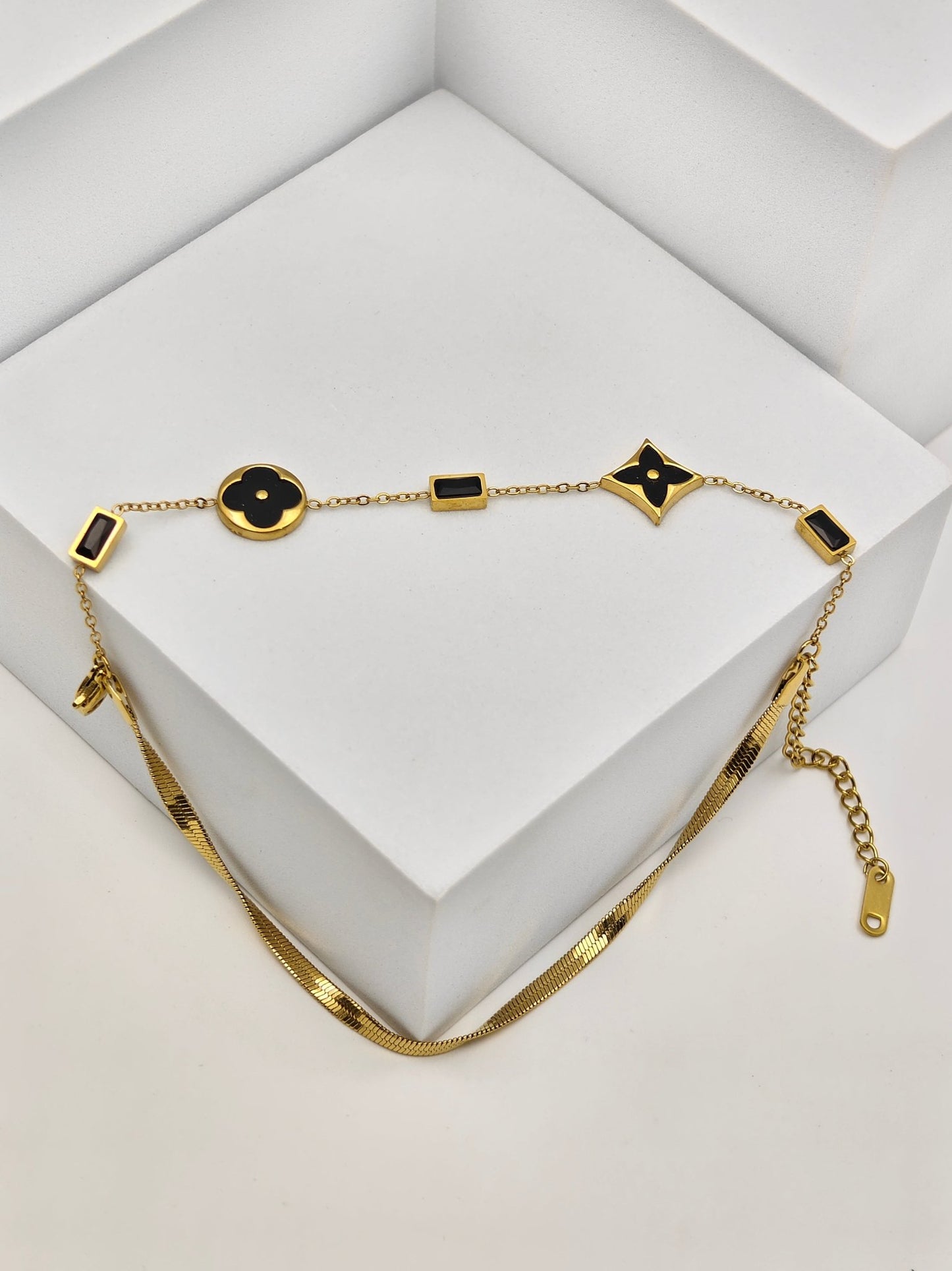 Aurelia 6 LuckyClover 18K Gold Plated Dual-Chain Demi-Fine Anti-Tarnish Bracelet for Women - The Soul Jewellery