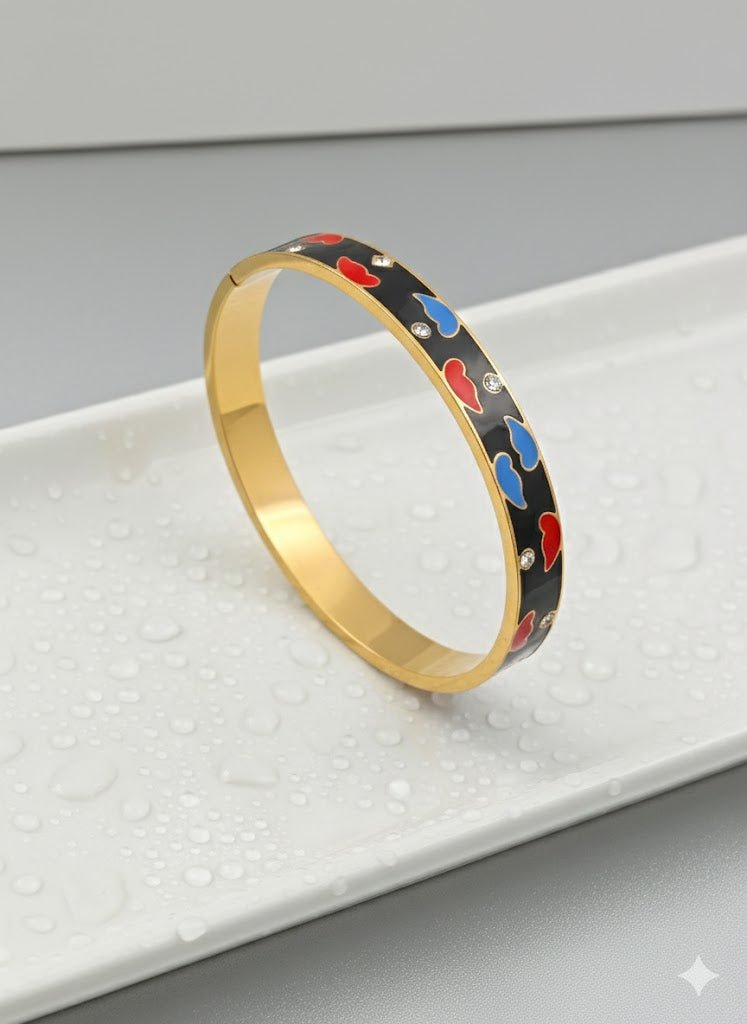 Lucky Love 6™ Enamel Bracelet for Women | 18K Gold Plated Anti-Tarnish Demi-Fine Bangle for Women - The Soul Jewellery