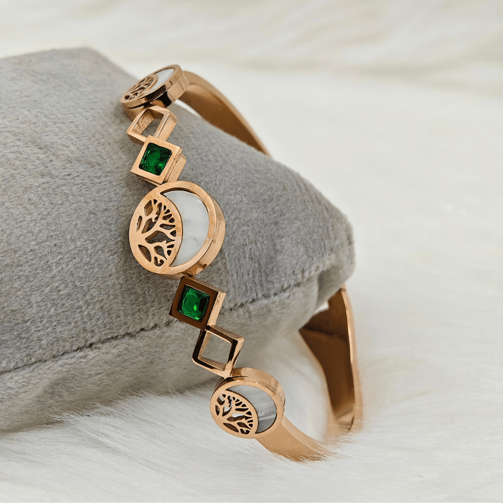 18K Rose Gold Good Luck Tree Anti - Tarnish Bangle – Numerology 11:11 Prosperity Bracelet RGB139 - The Soul Jewellery
