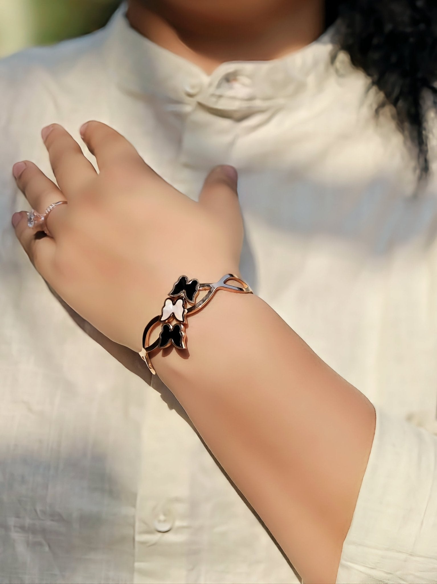 18K Rose Gold Plated Eternal Butterfly Anti Tarnish Openable Bangle RGB168 - The Soul Jewellery