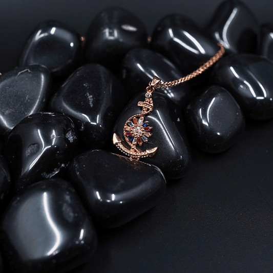 Blooms in Motion: 18K Rose Gold Plated Anti Tarnish Chain Pendant Necklace with Multi Stone Studded Flower Boat Pendant ATCP107 - The Soul Jewellery