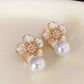 White Enamel Floral Pearl Drop Earrings for Women – Ivory Bloom Aura 6™ Gold Plated Demi - Fine Designer Earrings - The Soul Jewellery