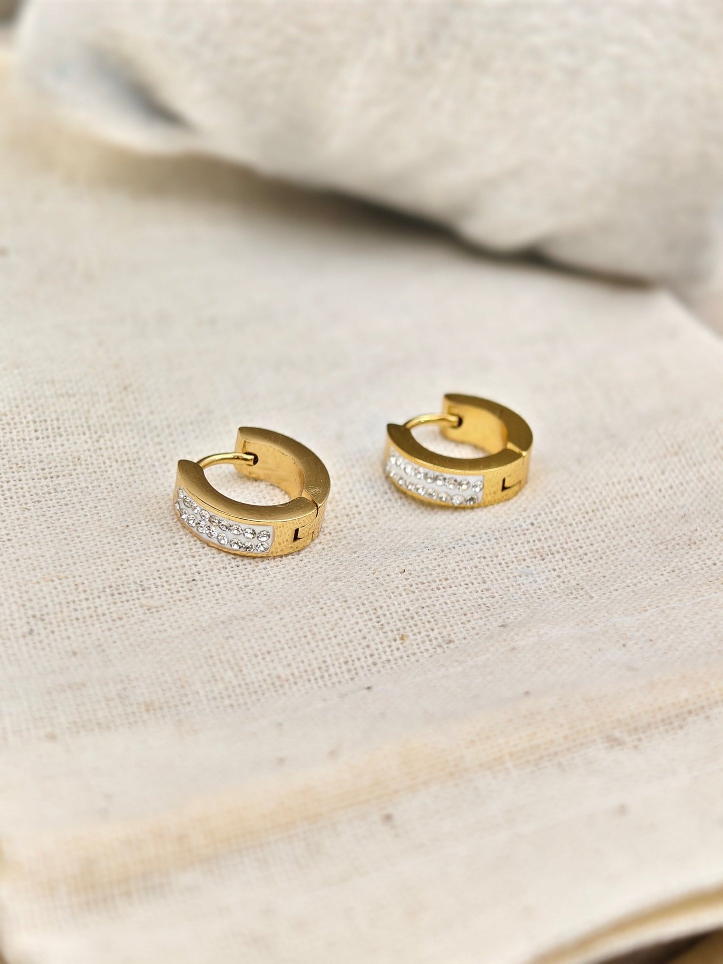 Aurelia GoldRadiance Luxe Demi - Fine CZ Anti - Tarnish Hoop Earrings for Men & Women - The Soul Jewellery