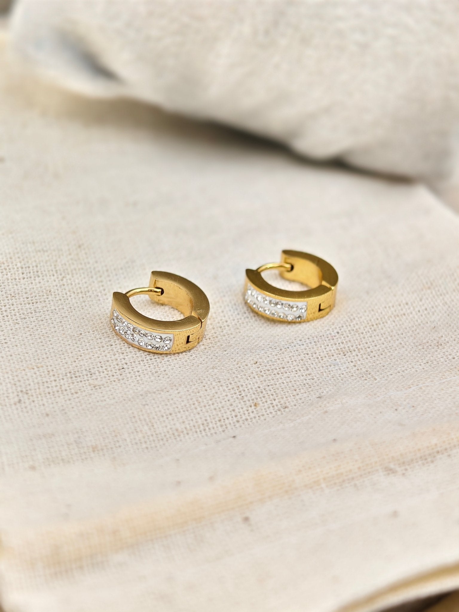 Aurelia GoldRadiance Luxe Demi - Fine CZ Anti - Tarnish Hoop Earrings for Men & Women - The Soul Jewellery