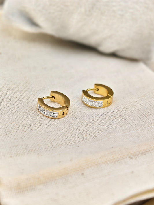 Aurelia GoldRadiance Luxe Demi - Fine CZ Anti - Tarnish Hoop Earrings for Men & Women - The Soul Jewellery