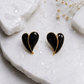 Black Heart Stud Earrings for Women – Gold-Tone Enamel Minimal Demi fine Earrings - Soul Jewellery