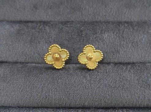 AURÉLIA LUCKY BLOOM LUXE 6™ 18K Gold Plated Demi fine Anti - Tarnish Clover Stud Earrings - The Soul Jewellery