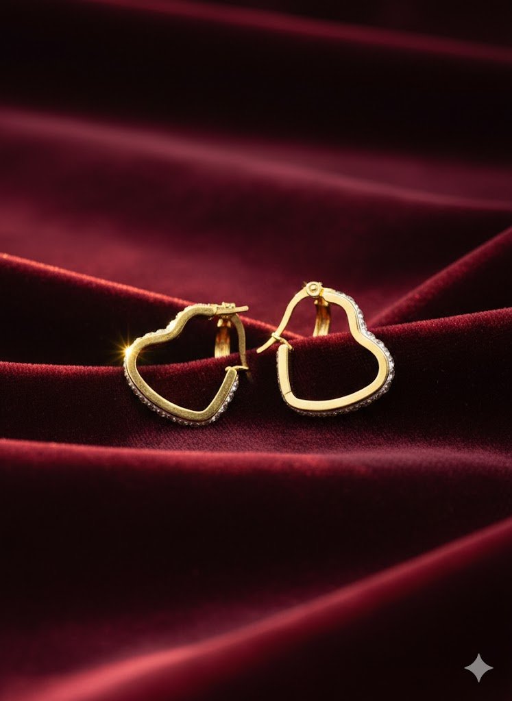 Demi - Fine Heart - Shaped CZ Studded Earrings | Gold - Plated Anti - Tarnish Stainless Steel Daily Wear Hoops - The Soul Jewellery