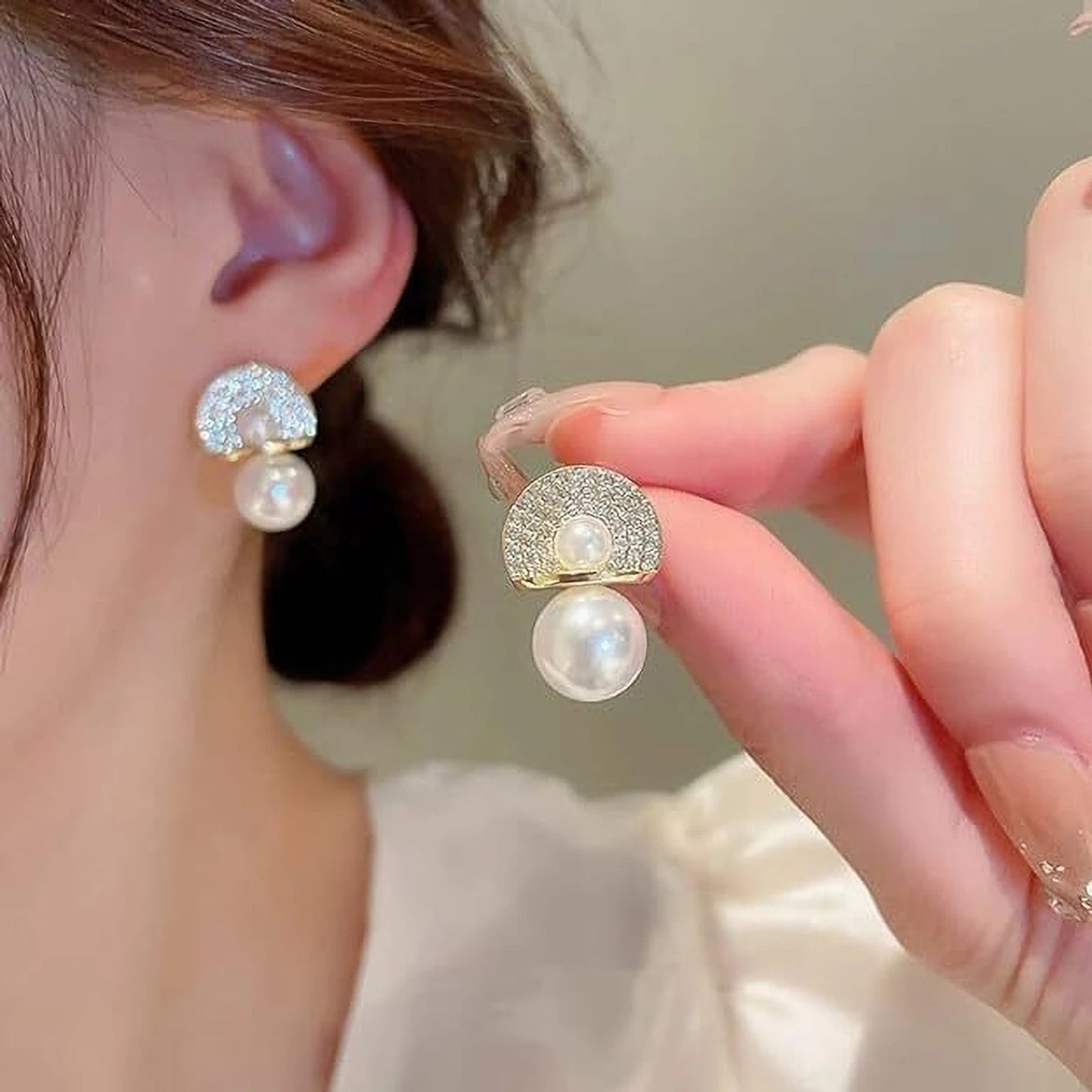 Celeste Pearl Aura 6™ Gold Plated CZ Studded Pearl Drop Demi Fine Earrings for Women - The Soul Jewellery