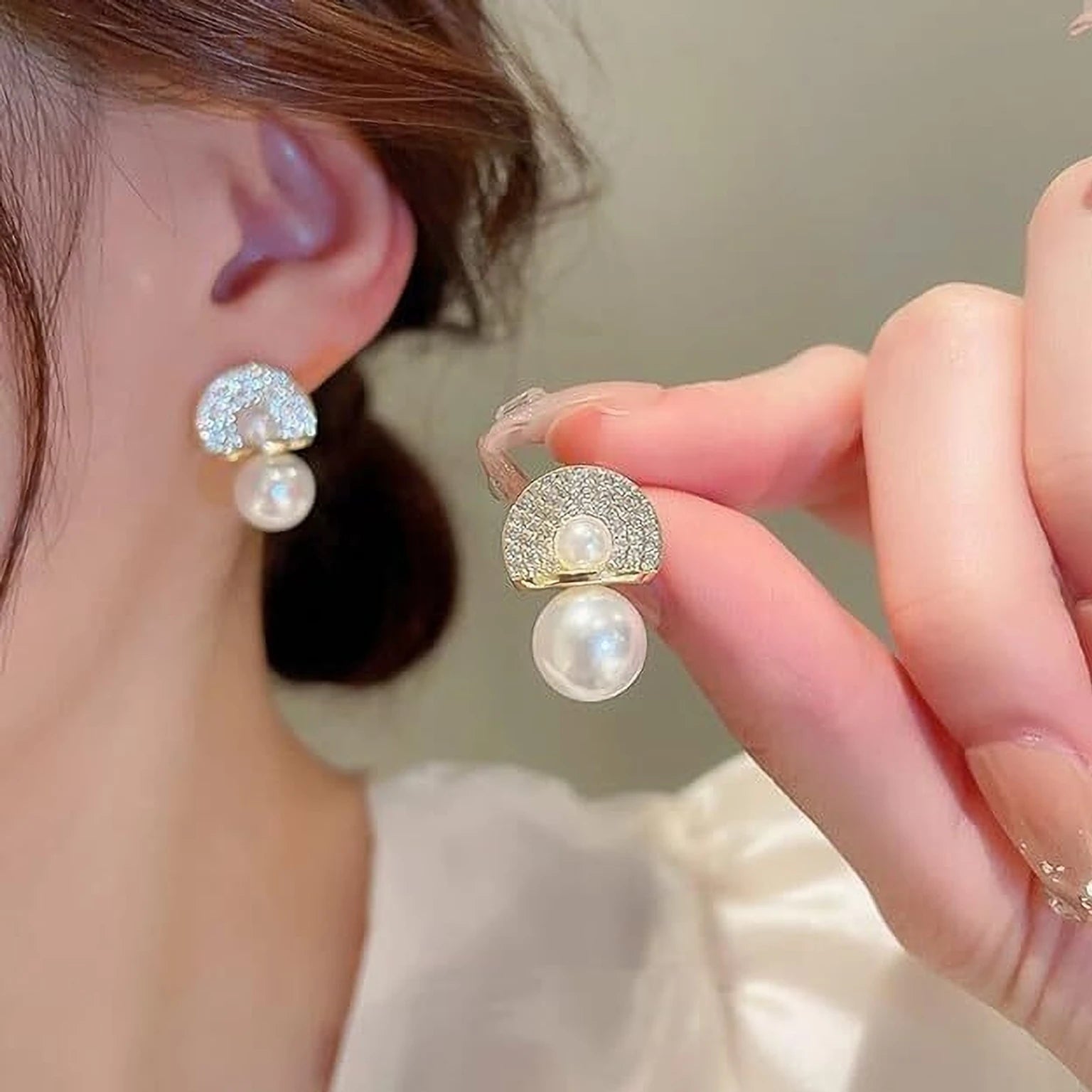 Celeste Pearl Aura 6™ Gold Plated CZ Studded Pearl Drop Demi Fine Earrings for Women - The Soul Jewellery