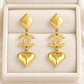 Gold-Tone Stainless Steel Heart Drop Earrings for Women | Interlocking Motif Statement Dangle Earrings - Soul Jewellery