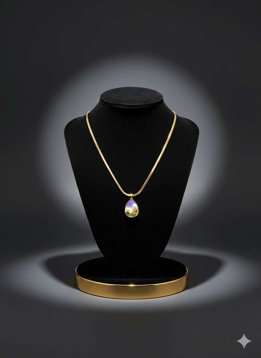 Aura 108 Pearl Bloom Anti - Tarnish Enamel Pendant – Gold Chain Necklace for Feminine Charm - The Soul Jewellery
