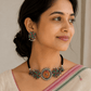 Silver Finish Floral Kundan Choker Necklace with Pearl Drops & Matching Earrings - Soul Jewellery