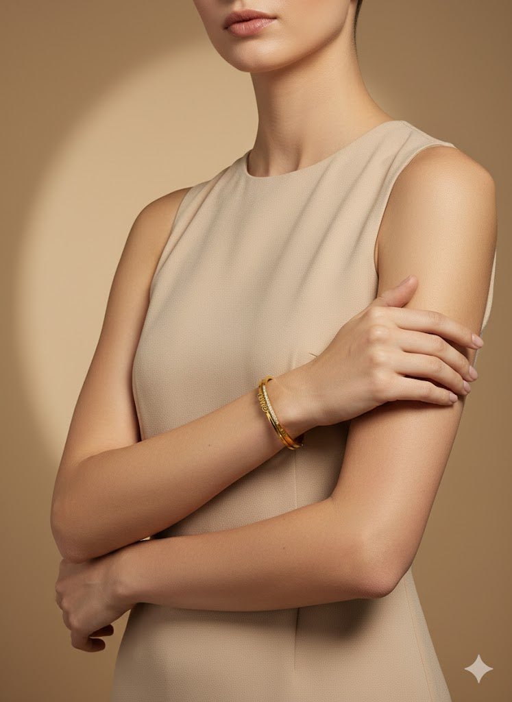 AURÉLIA AMORE LUXE Demi-Fine Gold Love Bangle for Women | Cartier-Inspired Anti-Tarnish Luxury Bracelet - The Soul Jewellery