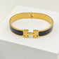 Imperial Prosperity 8™ Black Enamel H Bracelet | 18K Gold Plated AntiTarnish Demi-Fine Kada Bracelet - The Soul Jewellery
