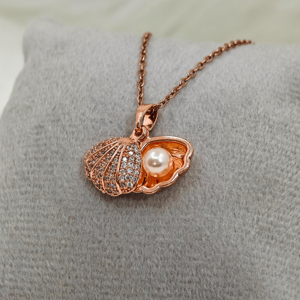 Pearl Shell 18K Rose Gold Plated Anti Tarnish Chain Pendant Necklace RGCP149 - The Soul Jewellery