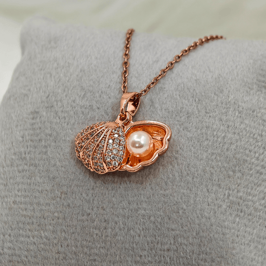 Pearl Shell 18K Rose Gold Plated Anti Tarnish Chain Pendant Necklace RGCP149 - The Soul Jewellery