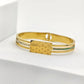 18K Gold - Plated Engraved Bracelet – Anti - Tarnish Stainless Steel with Emerald Green Crystal Accents - The Soul Jewellery
