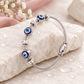 Evil Eye Bracelet for Women – Silver Tone Blue Nazar Charm Cable Bracelet with CZ Spacers - Soul Jewellery