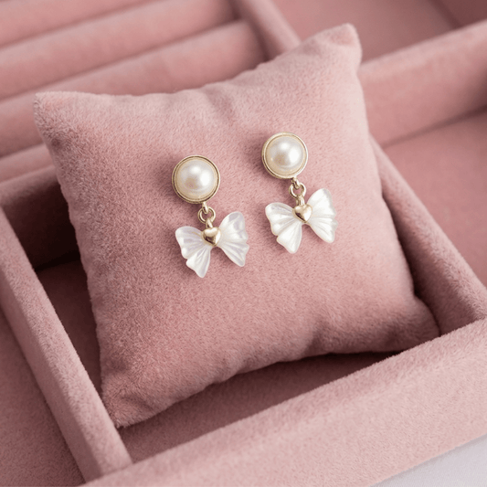 Ivory Flutter Aura 6™ Gold Plated Pearl Butterfly Drop Demi Fine Earrings for Women - The Soul Jewellery