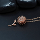 Garden Serenity: 18K Rose Gold Plated Chain Pendant Necklace with Spinner Flower Leaf Pendant ATCP106 - The Soul Jewellery