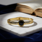 8K Gold Plated Anti-Tarnish Black Enamel Roman Numeral Bangle for Women – Sleek Statement Bracelet for Daily Wear RGB489