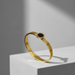 8K Gold Plated Anti-Tarnish Black Enamel Roman Numeral Bangle for Women – Sleek Statement Bracelet for Daily Wear RGB489