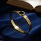 8K Gold Plated Anti-Tarnish Black Enamel Roman Numeral Bangle for Women – Sleek Statement Bracelet for Daily Wear RGB489
